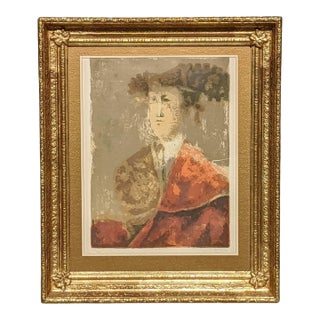 Vintage Spanish "Matador" by Sunol Alvar in Ornate Gilded Gold Wooden Frame For Sale