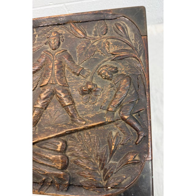 Antique 19th Century Victorian Hand Carved Wood Brass Folk Art Sculptural Box For Sale - Image 12 of 18