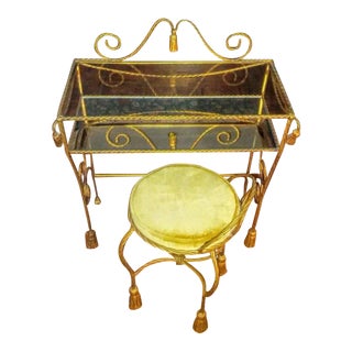 Vintage Gold Gilt Italian Vanity & Chair For Sale