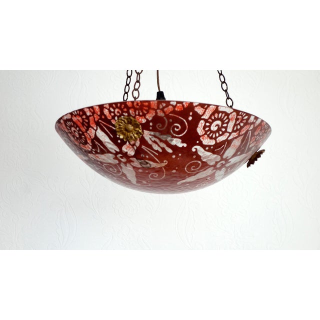 Antique French Brass and Pate de Verre Pendant, 1950s, in Very Good conditions. Designed 1950 to 1959 I have official...