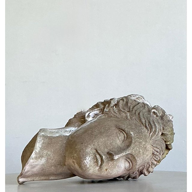 Late 20th Century Vintage Greco Roman Patinated Resin Head Sculpture For Sale - Image 5 of 16