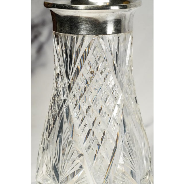 Metal Elegant Heavy Large Hand Cut Crystal German 800 Silver Luxury Flower Vase Home Decor For Sale - Image 7 of 18