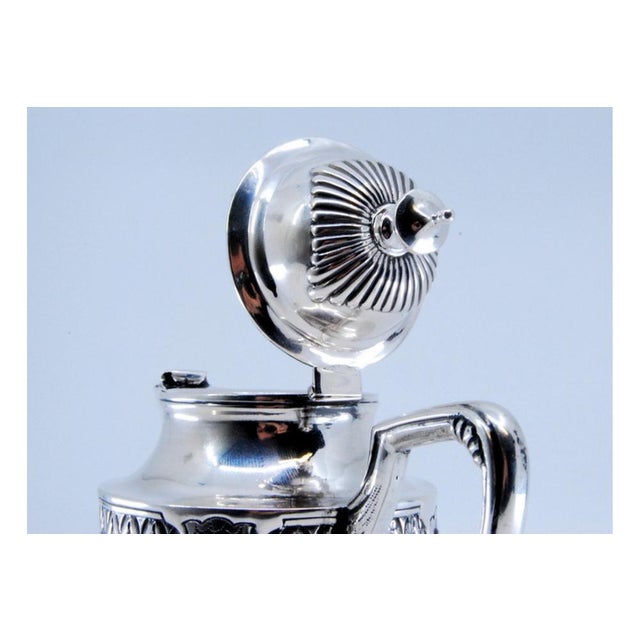 Fluted Silver Teapot with Scrolls and Garlands For Sale - Image 10 of 11