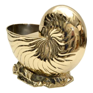 Hollywood Regency Polished Bronze Nautical Seashell Footed Planter