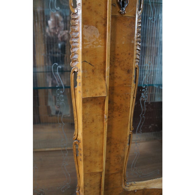 Antique Italian Baroque Rococo Walnut Burr Curio Display Cabinet Glass Showcase For Sale - Image 14 of 18