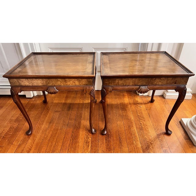 Baker Furniture Company 1960s Baker Furniture Walnut Side Tables - a Pair For Sale - Image 4 of 12