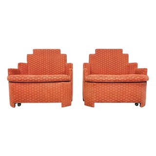 Art-Deco Style Double Wide Skyscraper End or Easy Chairs After Paul T. Frankl For Sale