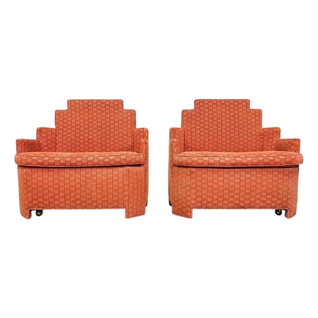 Art-Deco Style Double Wide Skyscraper End or Easy Chairs After Paul T. Frankl For Sale