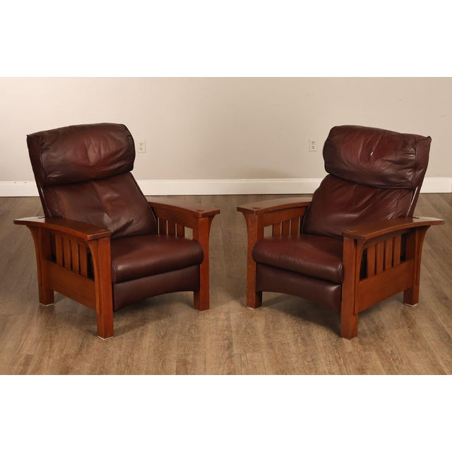 High Quality American Made Stickley Mission Collection Pair Of Oak Bow Arm Morris Chair Recliners. Classic Arts And Crafts...