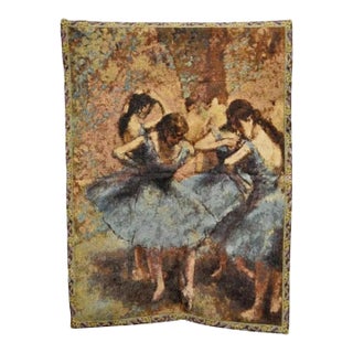 French Wall Hanging Tapestry Jacquard Ballet Dancers in Blue Edgar Degas For Sale