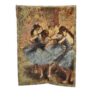 French Wall Hanging Tapestry Jacquard Ballet Dancers in Blue Edgar Degas