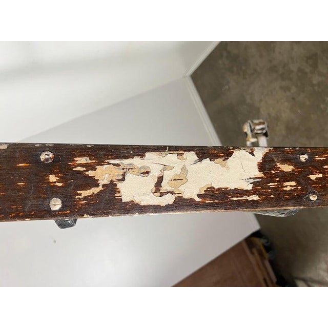 Wood Antique Rustic Library Ladder, Iron & Wood With Distressed Patina For Sale - Image 7 of 18