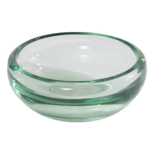 Signed Andre' Thuret Green French Art Deco Glass Bowl, Paris 1930s For Sale