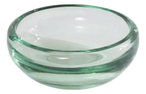 Signed Andre' Thuret Green French Art Deco Glass Bowl, Paris 1930s