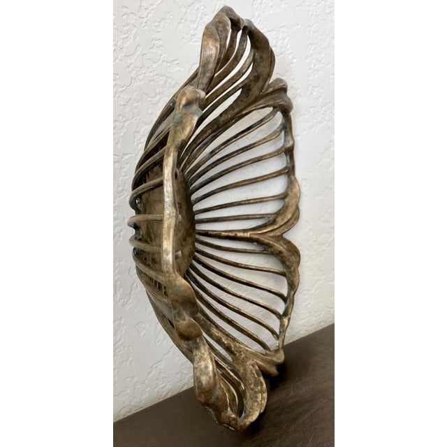 Late 20th-Century Moulded Cast Brass Reticulated Hibiscus-Petal Shaped Decorative Bowl For Sale - Image 14 of 16