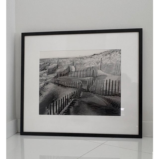 Daniel Jones Signed Limited Edition Black-and-White Beach Fences Photograph, 45/50 Signed and numbered limited-edition...