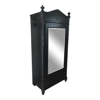 Mediterranean Style Williams Sonoma Matte Black Armoire For Sale