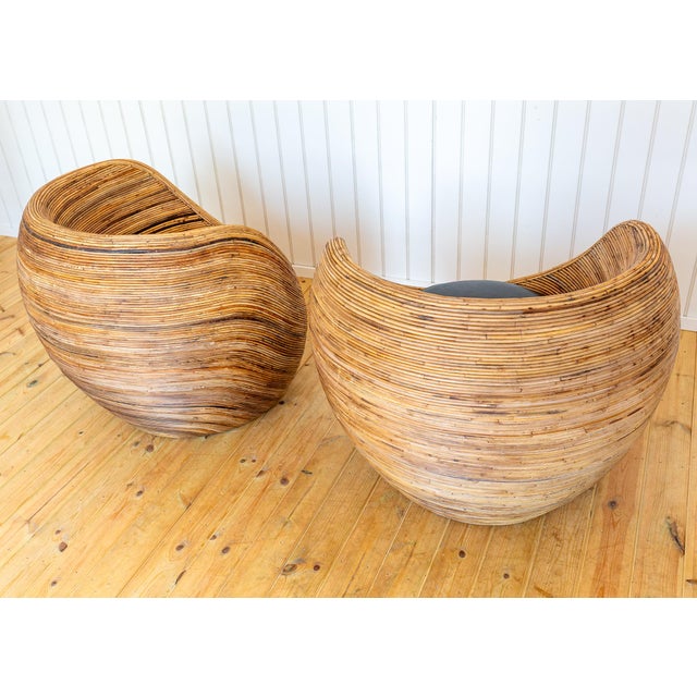 Mid-Century Modern Coastal Boho Rattan Blonde Pod Tub Armchairs by Terence Conran for Habitat, 1980, Set of 2 For Sale - Image 16 of 18