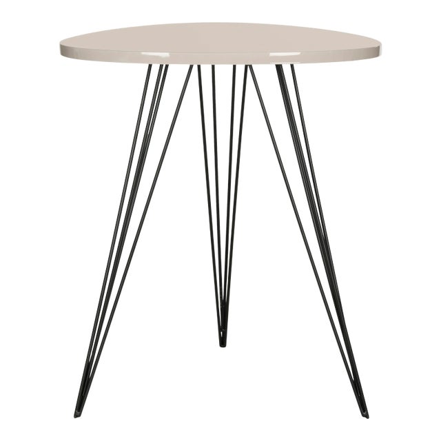 Retro Mid Lacquer Side Table in Taupe & Black For Sale