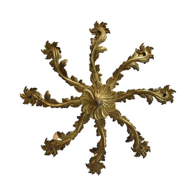 Antique 19th-Century French Botanical Brass 8-Arm Chandelier For Sale - Image 6 of 9