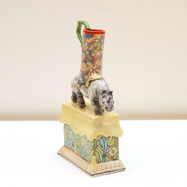 Pop Art Ron Carlson Functional Ceramic Pop Art Sculpture, "Rhino Cup With Plinth and Melting Floor" For Sale - Image 3 of 3