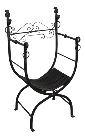 Antique Wrought Iron Savonarola X Form Arm Chair