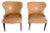 Pair of Grosfeld House Beige Faux Leather Club Chairs For Sale
