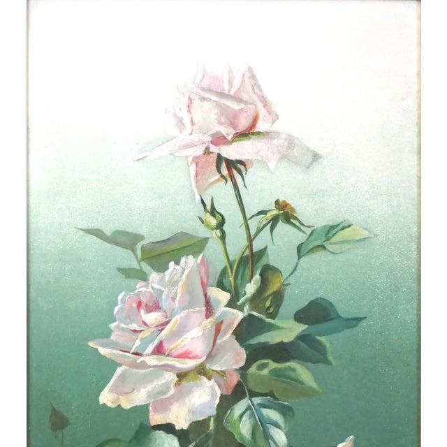 Realism Early 20th Century English Floral Still Life -- Pink and Red Hybrid Tea Roses by L. Griffin For Sale - Image 3 of 6