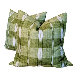 Brunschwig & Fils Girard Pillows in Leaf - Double Sided Pair For Sale
