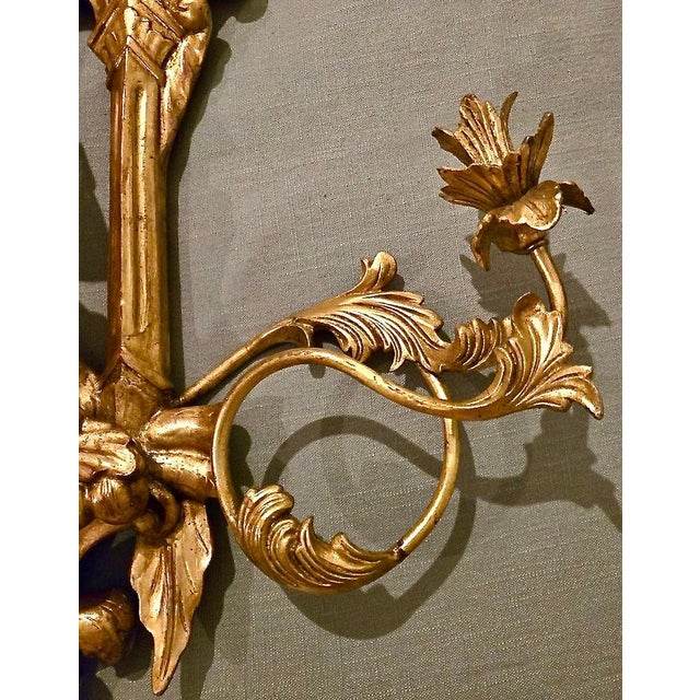 Mid 20th Century Pair of Asian-style Gilded Wall Sconces For Sale In Nashville - Image 6 of 11
