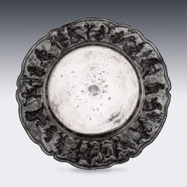 Antique Burmese Royal Silver Repoussé Dish by Ava & Mandalay, 1890 For Sale - Image 3 of 18