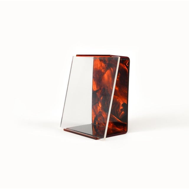 Plastic Picture Frame in Faux Tortoiseshell Acrylic Glass attributed to Team Guzzini, Italy, 1970s For Sale - Image 7 of 18