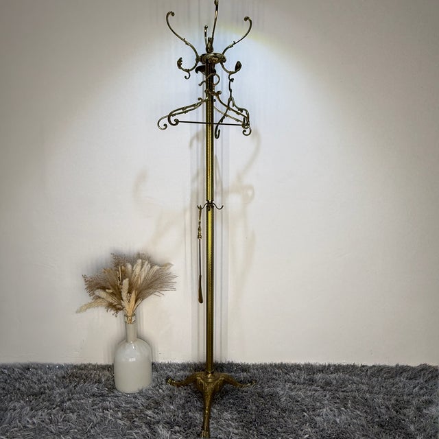 Vintage Baroque-Style Coat Rack in Brass with Hangers and Shoehorn, 1970s, Set of 3 For Sale - Image 14 of 14