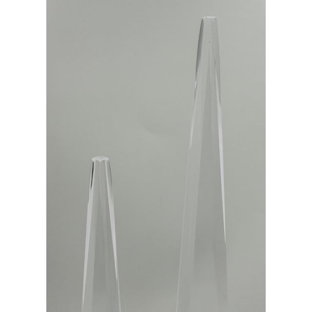 Charles Hollis Jones Signed Lucite Obelisk Sculptures, Pair, 1974 For Sale - Image 10 of 15