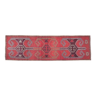 1970s Vintage Turkish Oushak Handmade Wool Cotton Pink Runner Rug For Sale