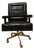 Rare Vintage John Widdicomb Hollywood Regency Ebonized Leather Roller Desk Chair With Brass Legs For Sale