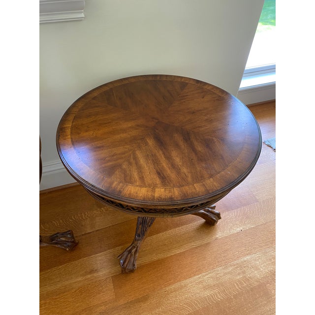 Brown Two Traditional Round Tables For Sale - Image 8 of 12