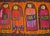 This vibrant mid-century hand-woven tapestry captures a charming folkloric scene of four schoolgirls dressed in...