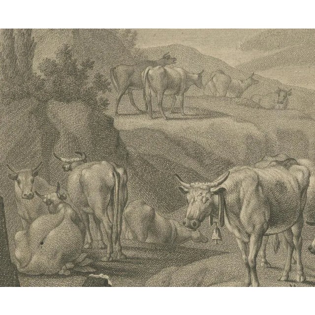 Johann Jakob Kleinschmidt, Shepherd, Cattle, and Ruins, 1800s, Engraving For Sale - Image 5 of 7
