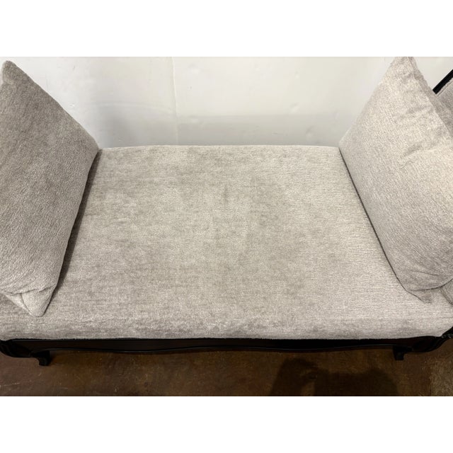 Dove Gray Schnadig (Caracole) Transitional Custom Kravet Faux Plush Dove Gray Bench For Sale - Image 8 of 8