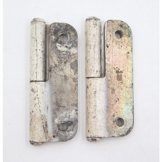 Mid 20th Century Pair of White Steel Left Hand Lift Off Cabinet Door Hinges For Sale - Image 5 of 5