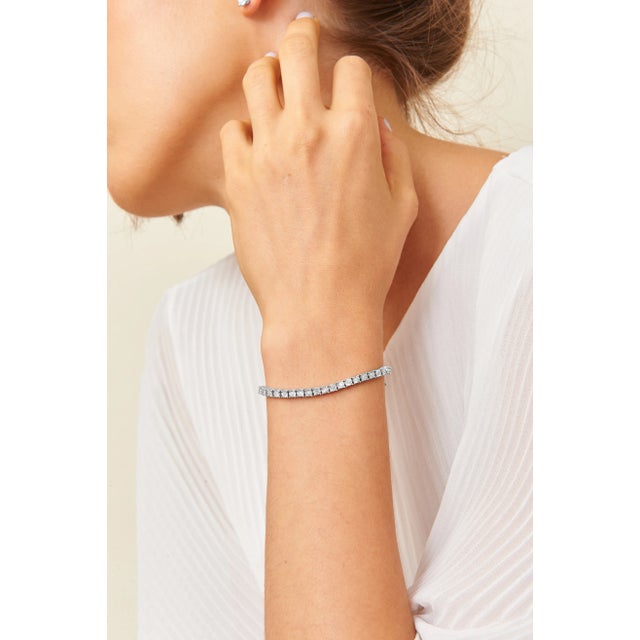 IGI Certified .925 Sterling Silver 1.0 Cttw Miracle-Set Diamond Round Miracle Plate Tennis Bracelet For Sale In New York - Image 6 of 7