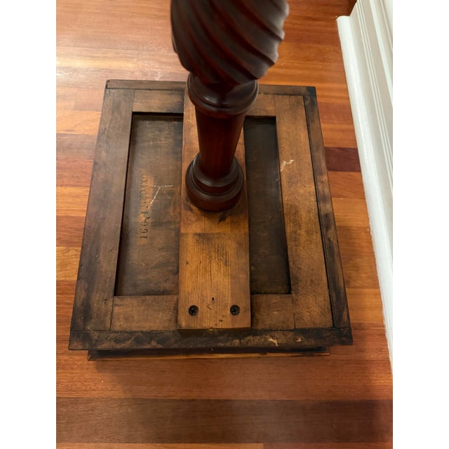1940s Kindel Colonial Revival Mahogany Pedestal Side Table With Barley Twist For Sale - Image 11 of 11