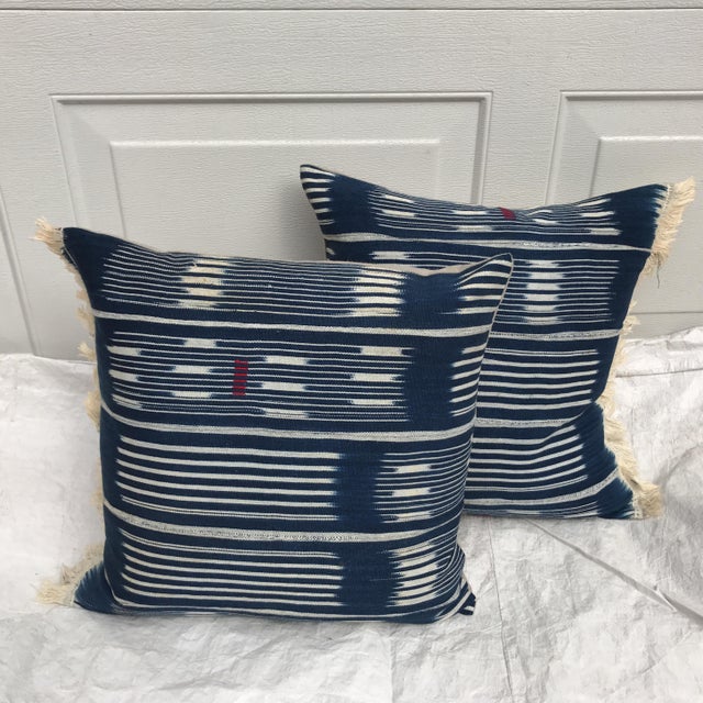 African Indigo Ikat Fringe Pillows A Pair Chairish