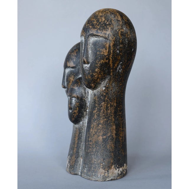 Modernist Abstract Brancusi Style Ceramic 3-Head Sculpture For Sale - Image 9 of 13