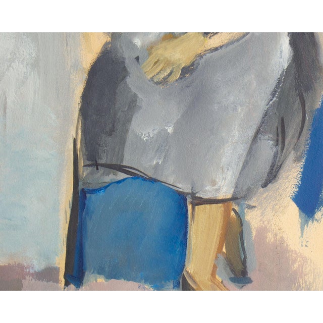 Oil on Paper Painting of a Seated Figure by Walter Stomps For Sale - Image 4 of 7