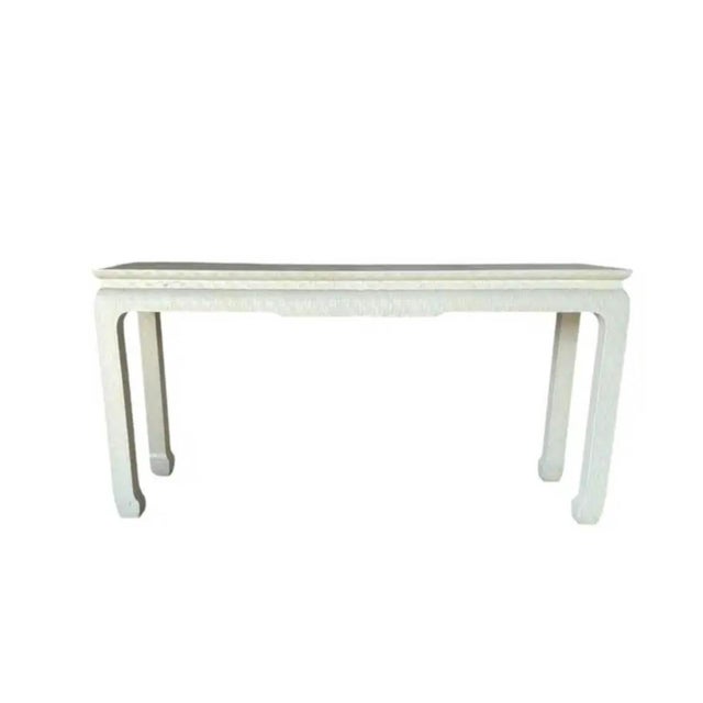 Baker Furniture Company Baker Furniture Company Chinese Style Raffia Veneered Console Sofa Table For Sale - Image 4 of 10