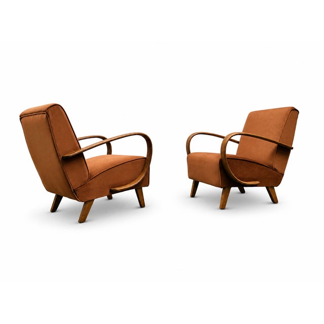 Bentwood Chair in Cognac Velvet by Jindrich Halabala, 1930s For Sale - Image 9 of 9