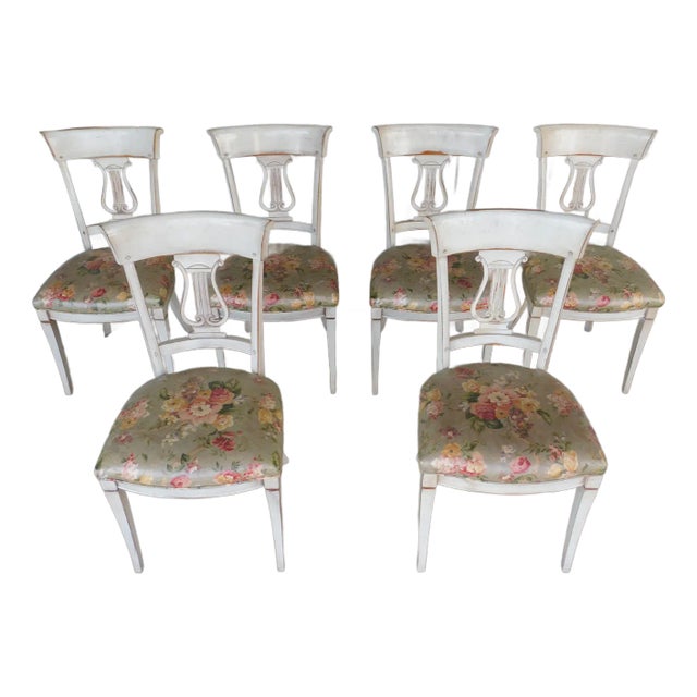 Habersham French Country Lyre Back Dining Side Chairs - Set of 6 For Sale