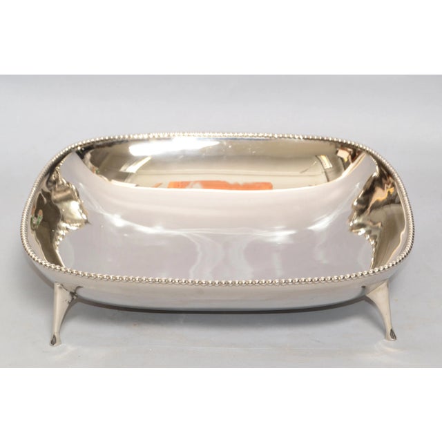 Art Deco Style Square Footed Bowl Silver Plated Steel & Silver Border Centerpiece For Sale - Image 12 of 13